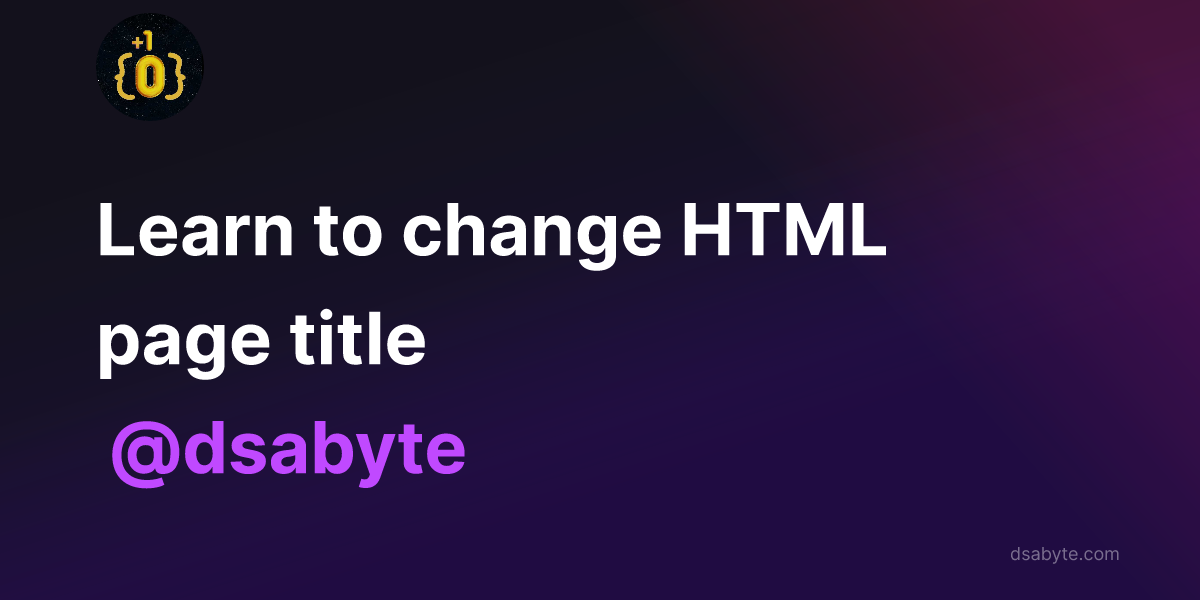Changing HTML Page Title